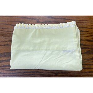 Sears Perma-Prest Pillowcase 2 Yellow w/ White Crochet Trim 42" x 36" Vtg READ